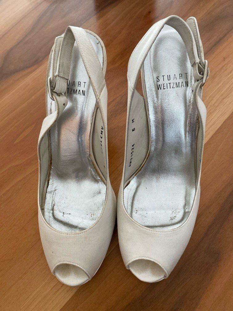 Stuart Weitzman 4 Designer White Wedding Heels Luxury Sneakers Footwear on Carousell