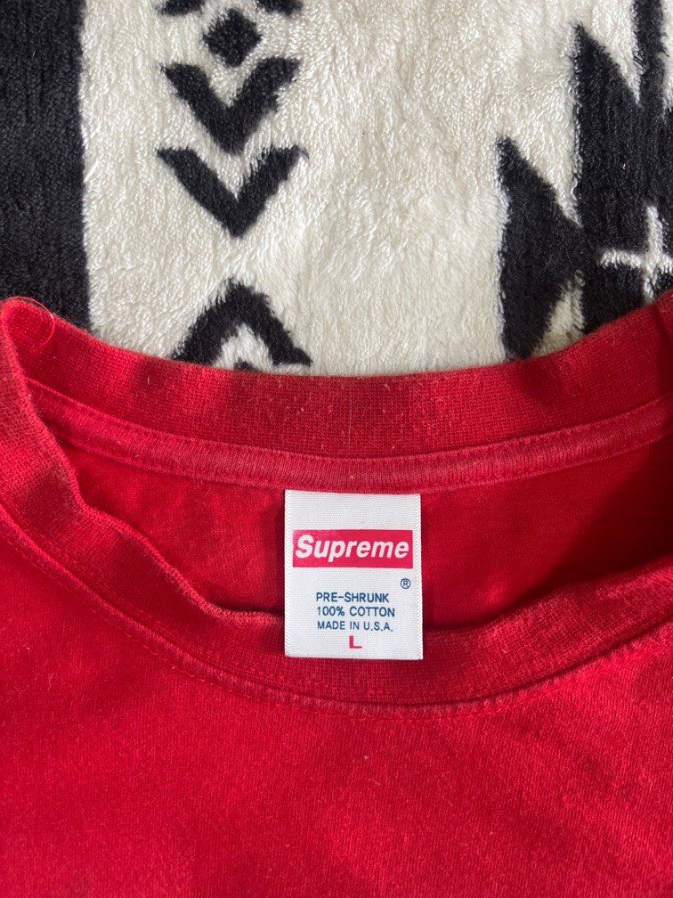 Supreme Lou Reed Photo Tee Used Size L Red RARE Men s Fashion Tops Sets Tshirts Polo Shirts on Carousell