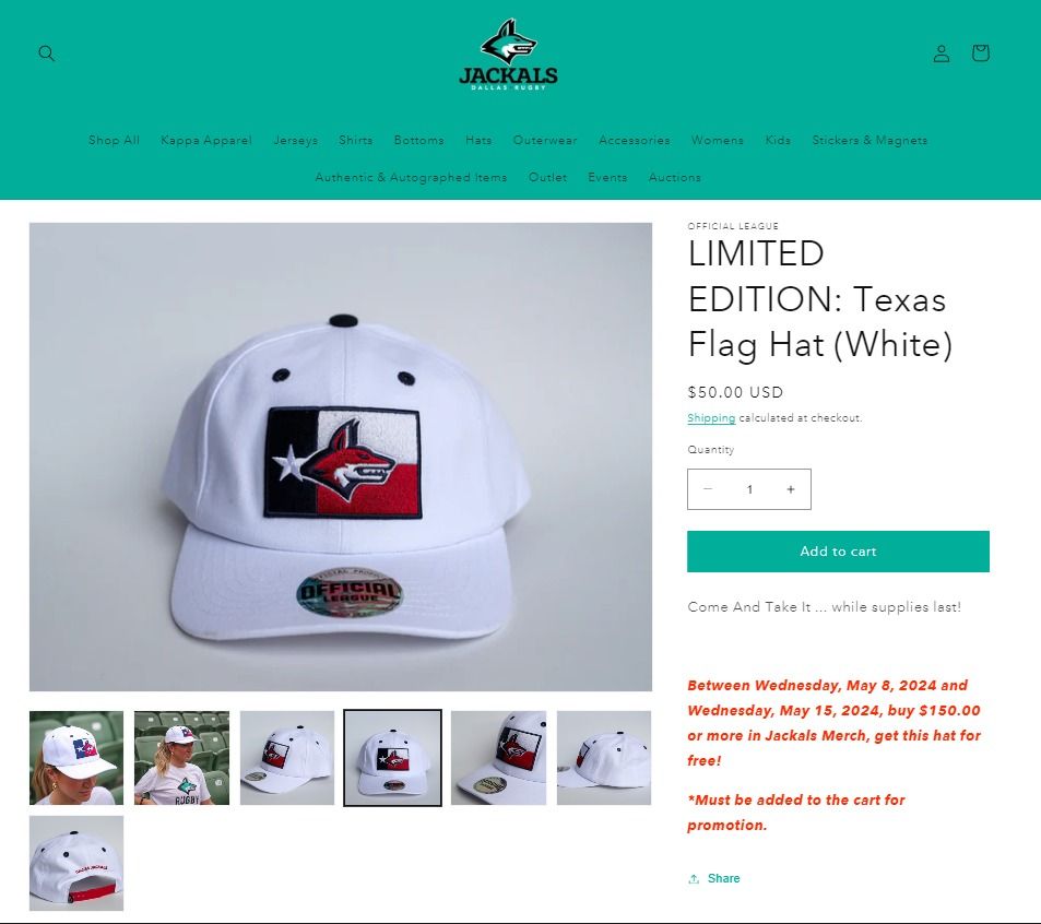 Texas Flag Hat / Dallas Jackals (Category: Caps & Hats) located in Pasay City. Submitted by capnmoore (Listing ID 1309444612, Image 1). Description: Texas Flag Hat / Dallas Jackals Limited Edition Official League Co Php550.00 Payment BPI/Gcash Shipping thru LBC Lalamove for nearby areas.