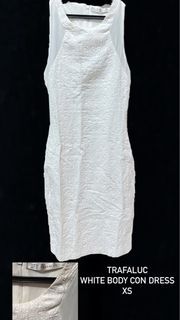 Trafaluc Body Con Dress, White, XS