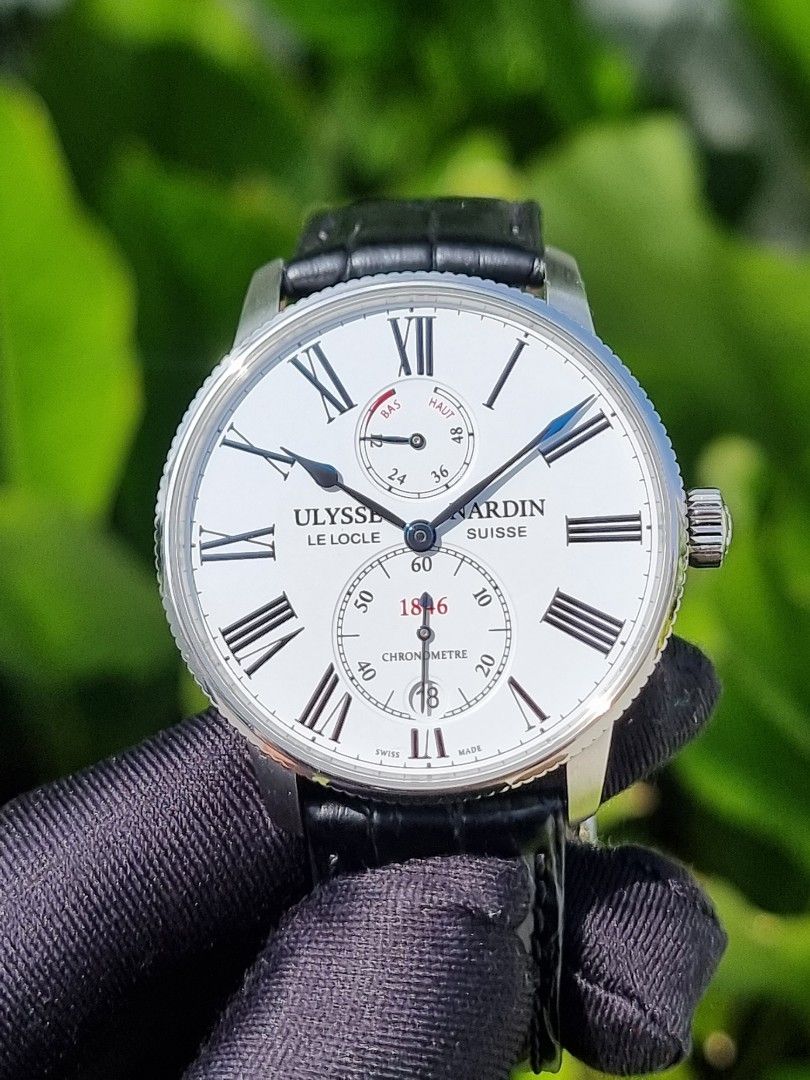 ULYSSE NARDIN MARINE TORPILLEUR 42MM 42 1183 1183-310/40 WHITE DIAL 1846 UN (Category: Watches) located in Singapore. Submitted by rollieinthedeep (Listing ID 1309402142, Image 1). Description: Fire sale 🔥 cheapest in SG! Price firm ! non nego set ! priced to clear ! Welcome trade in! Will reply all enquiries! ULYSSE NARDIN MARINE TORPILLEUR 42MM 42 1183 1183-310/40 WHITE DIAL 1846 UN BRAND NEW Dated: MAY 2021 (5 YEARS INTERNATIONAL AGENT WARRAN