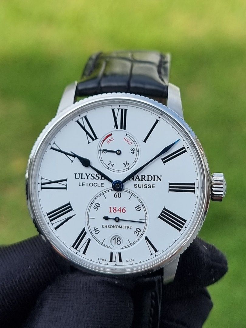 ULYSSE NARDIN MARINE TORPILLEUR 42MM 42 1183 1183-310/40 WHITE DIAL 1846 UN (Category: Watches) located in Singapore. Submitted by rollieinthedeep (Listing ID 1309402142, Image 2). Description: Fire sale 🔥 cheapest in SG! Price firm ! non nego set ! priced to clear ! Welcome trade in! Will reply all enquiries! ULYSSE NARDIN MARINE TORPILLEUR 42MM 42 1183 1183-310/40 WHITE DIAL 1846 UN BRAND NEW Dated: MAY 2021 (5 YEARS INTERNATIONAL AGENT WARRAN