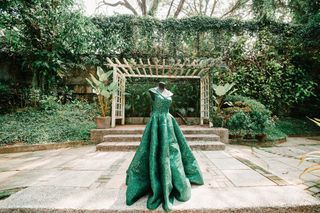 Emerald Green Umbrella Gown For Sale