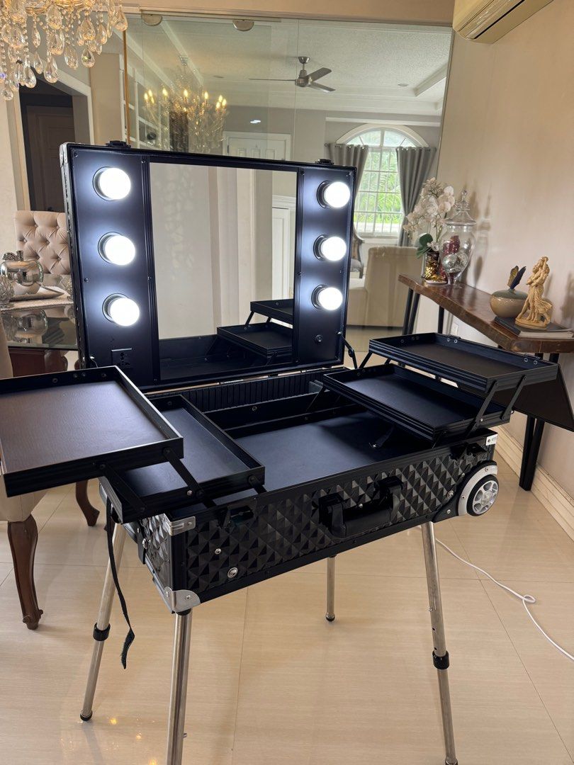 Makeup Station / Trolley (Category: Makeup) located in Malolos. Submitted by luxeandlately (Listing ID 1309475882, Image 1). Description: Bought but kept unused. Light hairline scratches due to storage but not noticeable 1 rubber wheel with damage but can be replaced easily .