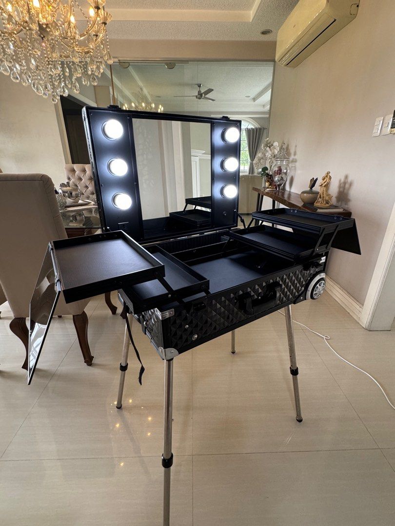 Makeup Station / Trolley (Category: Makeup) located in Malolos. Submitted by luxeandlately (Listing ID 1309475882, Image 3). Description: Bought but kept unused. Light hairline scratches due to storage but not noticeable 1 rubber wheel with damage but can be replaced easily .
