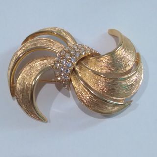 Vintage Givenchy Rhinestone Gold Brooch Pin