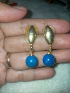 Vintage Goldtone Blue Stone Earrings