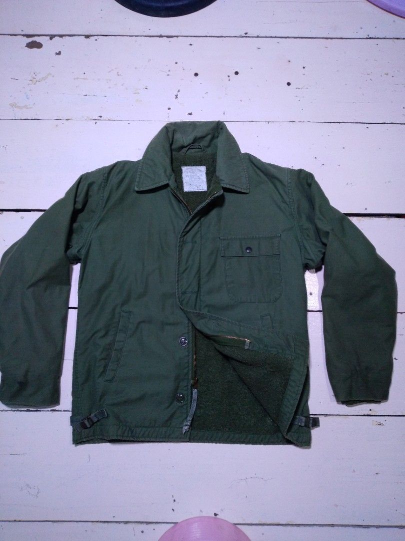 Vintage US Navy Military Deck Jacket, Made in USA, Men's Size Medium unclear Khaki type Vintage Second Hand