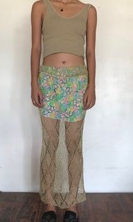 Vintage Net Gold Floral Skirt