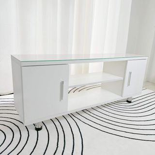 White modern top glass TV rack TV stand