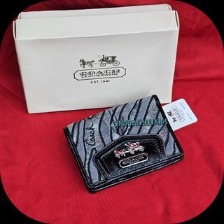 🛑Womens Coach Zebra Print Bifold Small Short Compact Wallet