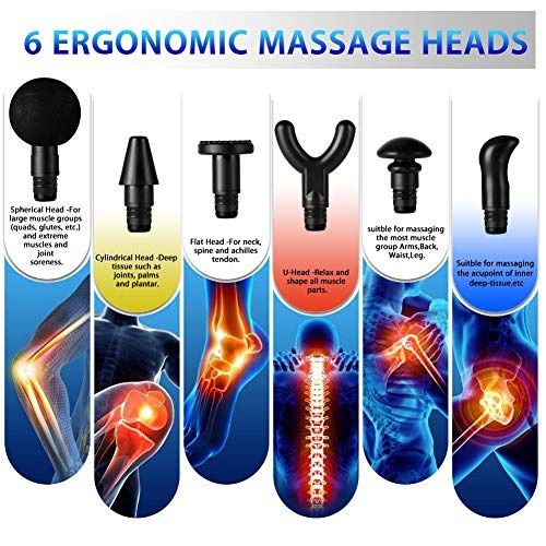 YEEONE Ultra Quiet Percussion Muscle Massage Gun Handheld Deep Tissue Massager for Sore Muscle and Stiffness 20 Speeds High Intensity Vibration