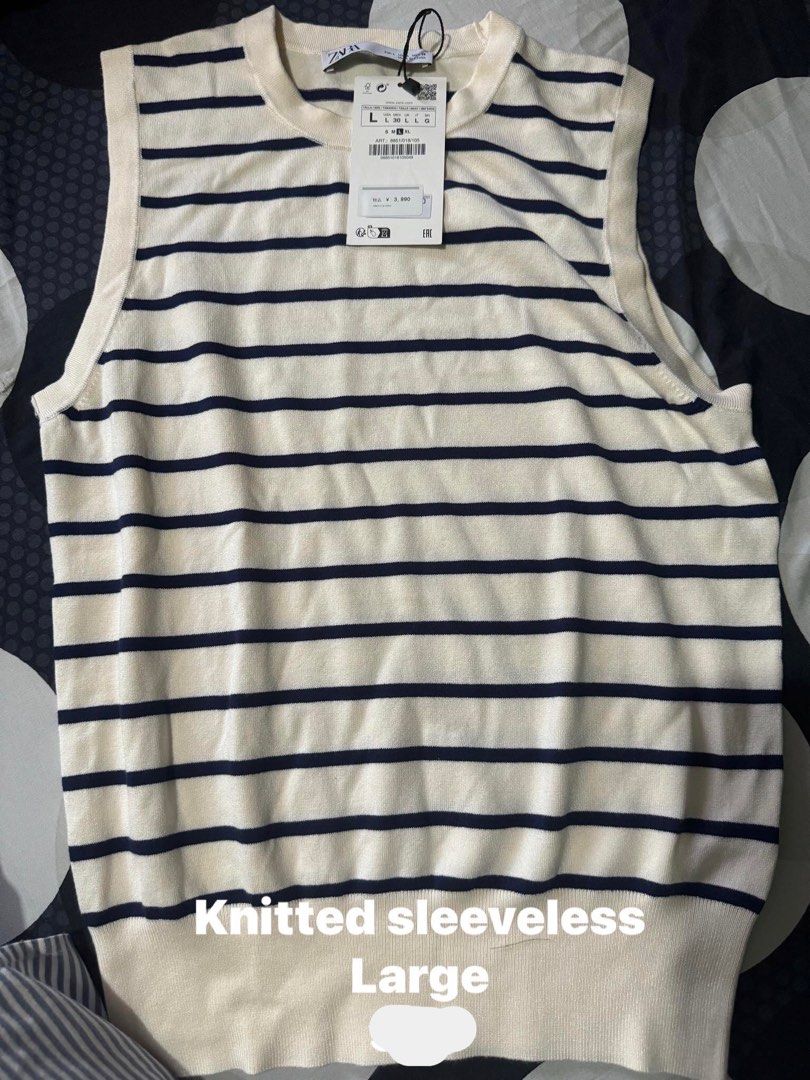 Zara knitted (Category: Sleeveless) located in Taytay. Submitted by kylebern (Listing ID 1309485318, Image 1). Description: Knitted sleeveless Large Bnew with tag Check my profile for more items.