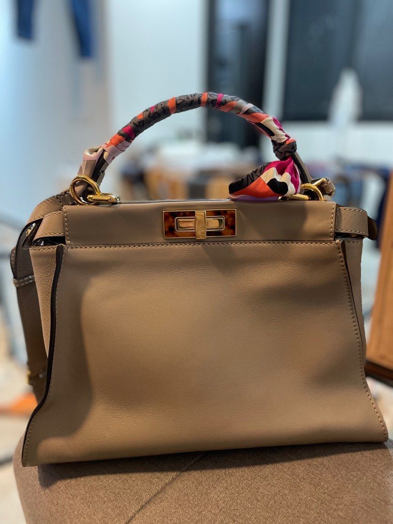 2017 Fendi Dove Grey Calfskin Regular Peekaboo LIKE NEW