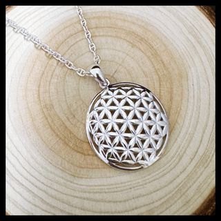 銀革手作 925 純銀 鏤空 凸面 生命之花 吊墜64210509979905110