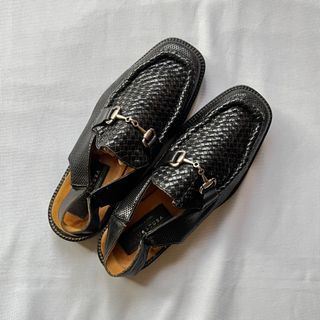 Avventura The Art of Footwear Men’s Black Leather Woven Loafers Handmade in Spain