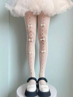 Bow Decor Hollow Out Tights/Stockings