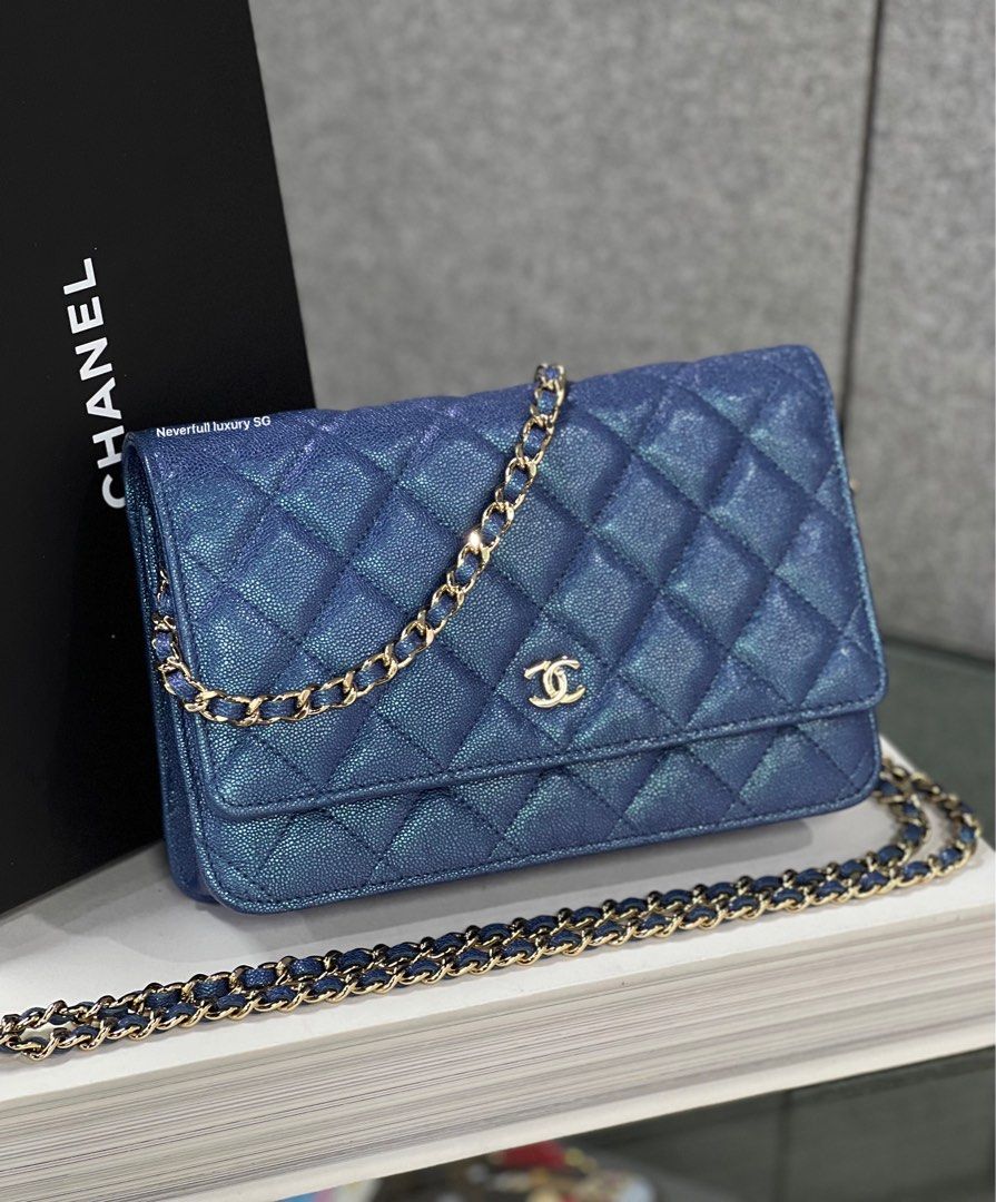 Chanel WOC Iridescent 19S Blue Caviar GHW Luxury Bags Wallets on Carousell