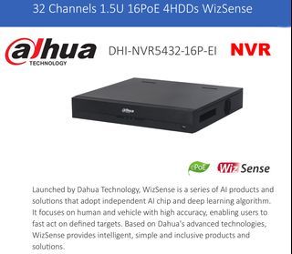 Dahua NVR dvr 32ch 1.5u 16PoE 4HDD WizSense dhi-nvr5432
