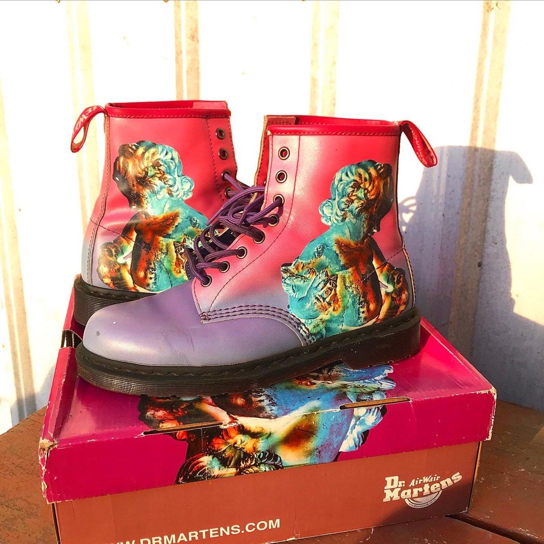Dr Martens 1460 Dr Martens x New Order DR MARTENS X NEW ORDER 1460 TECHNIQUE 80S BOOTS available On Size 8uk 42 eur Pink Purple new order technique