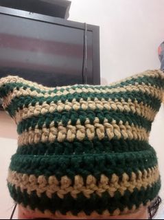 Duotone Cat Crochet Beanie