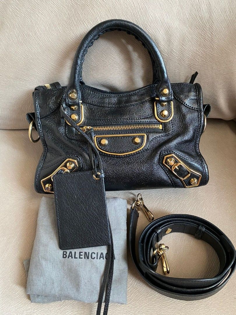 Fast Sale, VGC, Balenciaga Mini City Edge Black GHW 2020 (Stamp U), With  miror, strap, and dustbag, •Nett, •Exclude ongkir