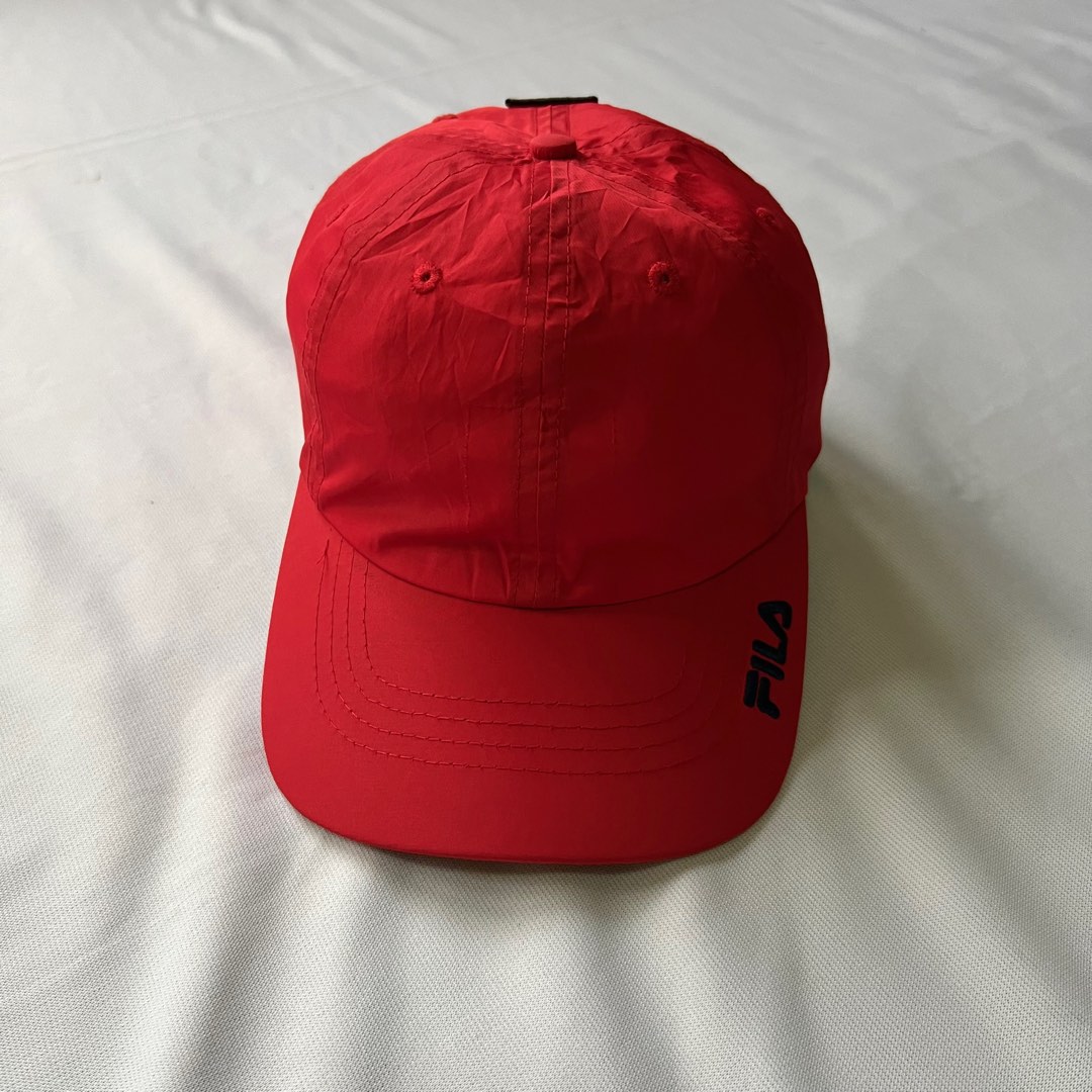 Fila Red Embroidered Logo Baseball Hat Men s Fashion Watches Accessories Caps Hats on Carousell