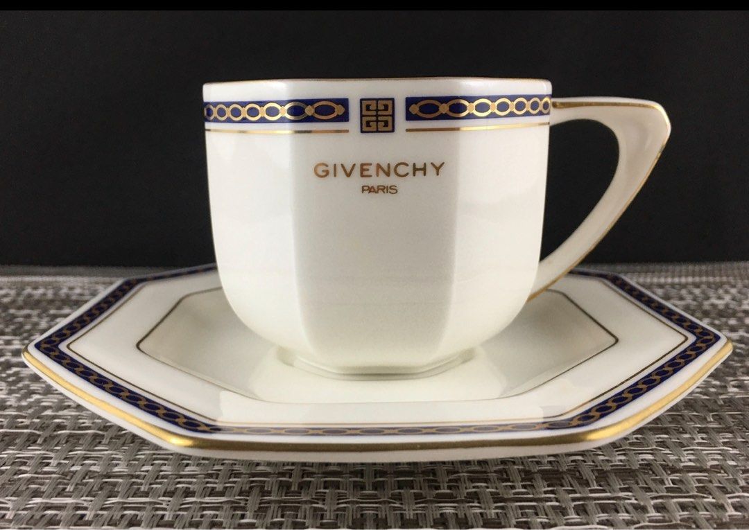 Givenchy Cups and Saucer (Category: Coffee & Tea Tableware) located in Bacoor. Submitted by clarah12 (Listing ID 1309649726, Image 1). Description: 💯Authentic💯 Money-back guarantee Unused without box 6sets/duos available Payment First Ships Nationwide via J&T or LBC Can do meet ups Pickup at my address Mode of payment: Gcash Maya Metrobank 📍Mabolo 2, Bacoor City.