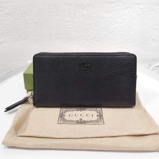 Gucci Leather Zip Around Wallet in All Black