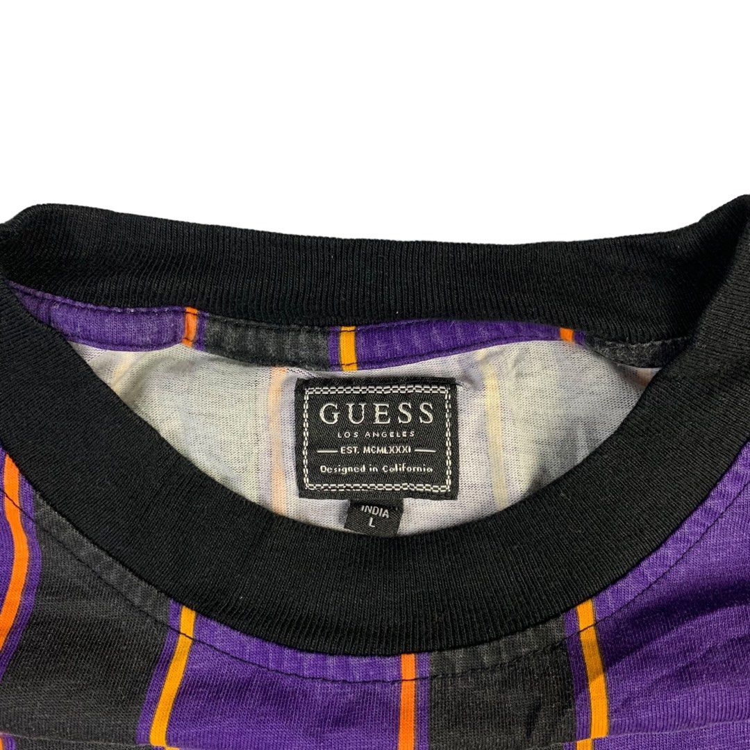 Guess st james striped tee purple top
