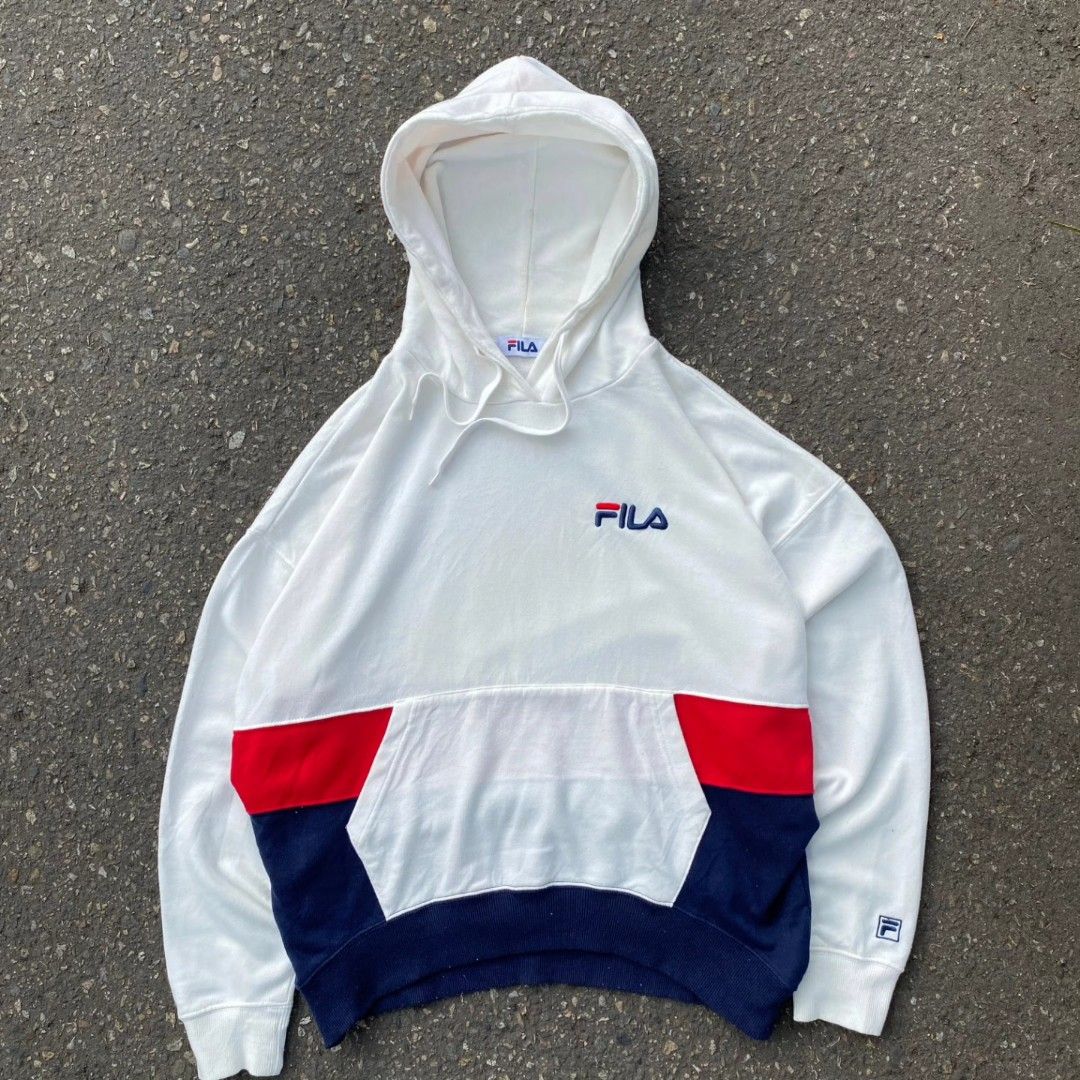 Hoodie fila Three Tone Colour BOXY Fesyen Pria Pakaian Atasan di Carousell