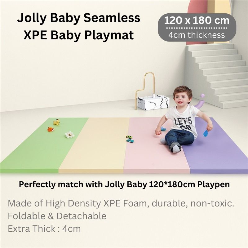 Jolly Baby Eco Friendly XPE Seamless Foldable Waterproof Baby Play Mat 150x200 140x200 120x180cm 4cm Thickness Babies Kids Baby Nursery Kids Furniture Other Kids Furniture on Carousell