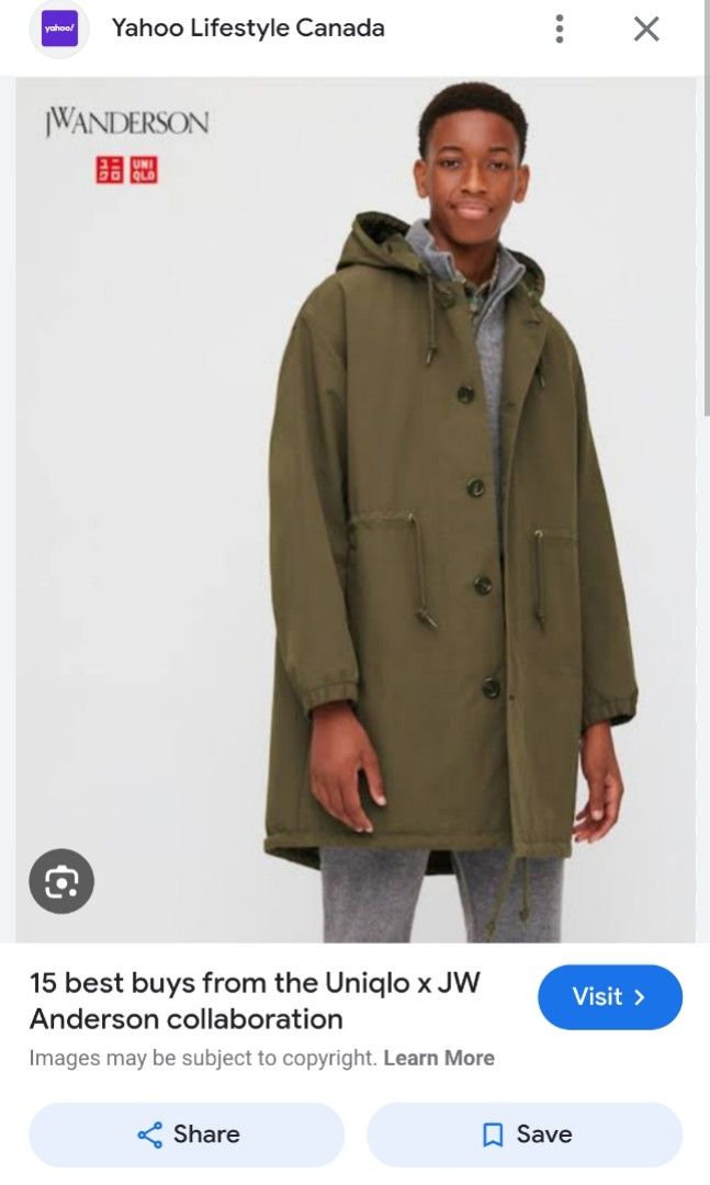 J.w.ANDERSON X UNIQLO PARKA FISHTAIL Men s Fashion Coats Jackets and Outerwear on Carousell