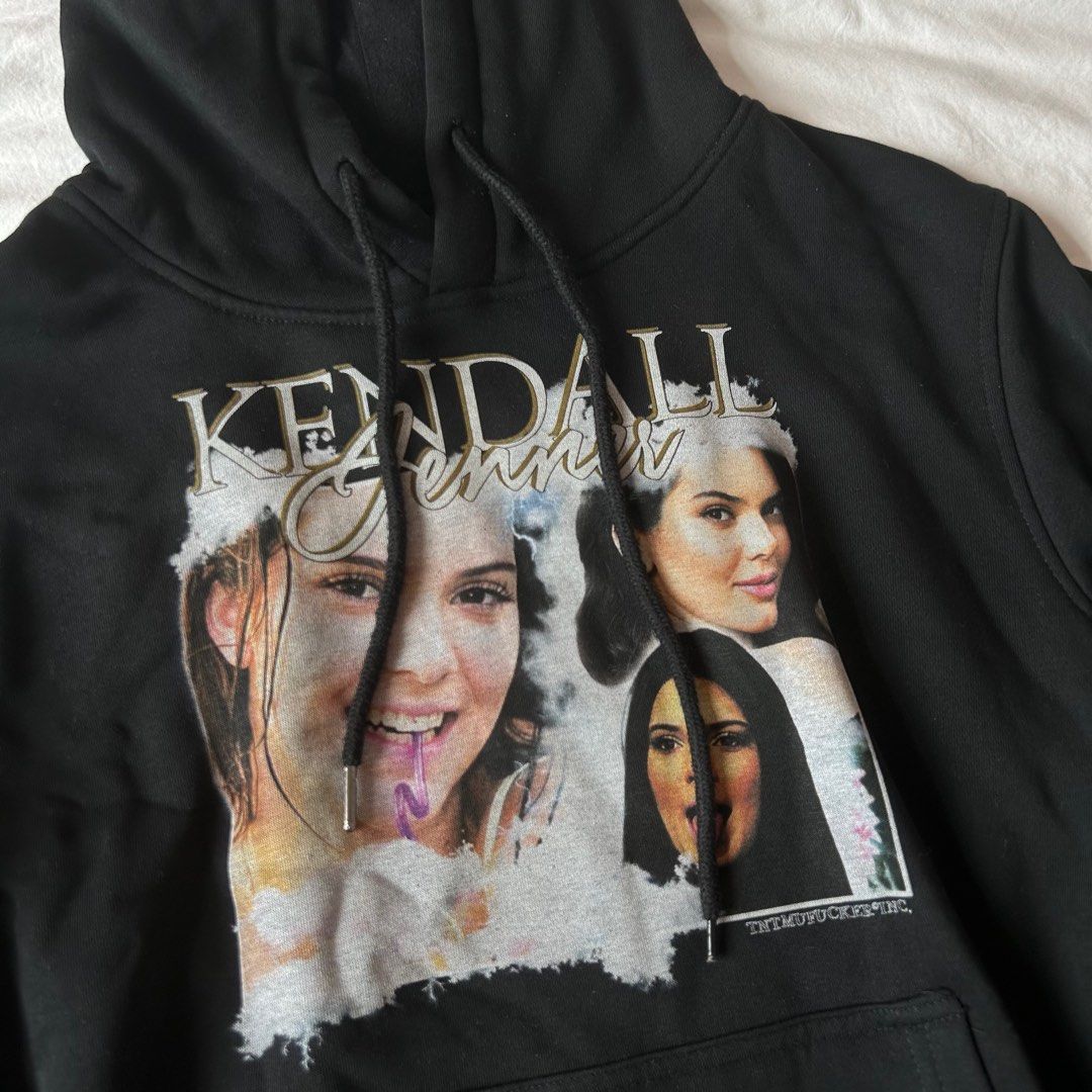 kendall jenner black graphic oversized hoodie