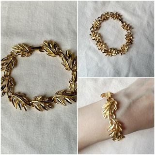 Leaf Motif Gold Tone Bracelet