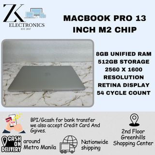 Macbook pro 13 inch m2 chip 2022 model 8gb ram 512gb ssd