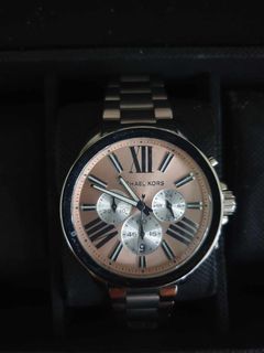 Michael Kors : Oversize Rose Gold dial Silver Chrono Watch (Quartz) MK5837