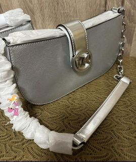 MICHAEL KORS 
CARMEN SMALL POUCHETTE SHOULDER CHAIN BAG 
Color: silver