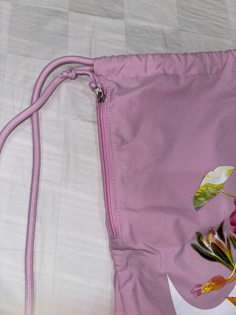 Nike Pink Floral Drawstring Bag Women s Fashion Bags Wallets Backpacks on Carousell