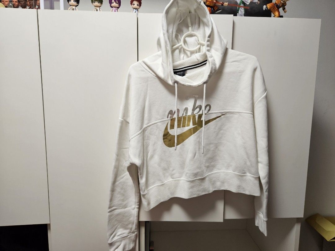 white nike crop top hoodie
