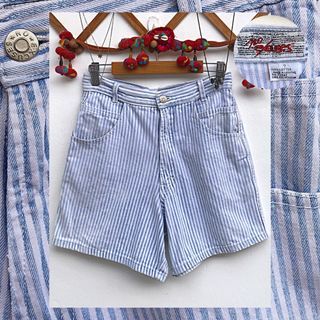 No Excuses Vintage Pin Stripe Pinstripe Astrology Horoscope Tag Denim Maong Jeans Mom HW Shorts