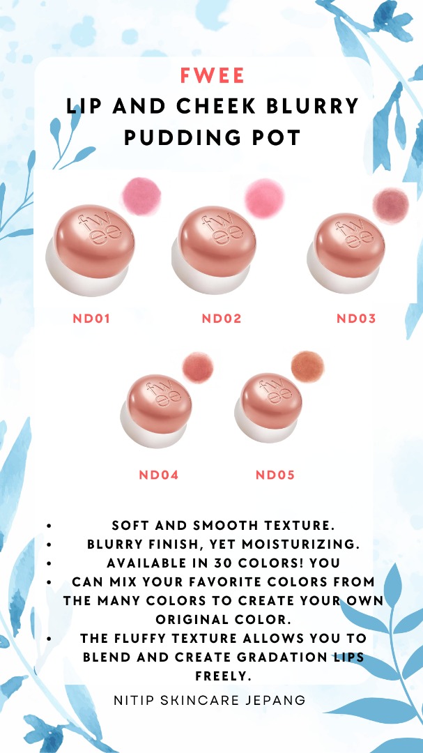 Original fwee lip and cheek blurry pudding pot original 5gr, Kesehatan ...