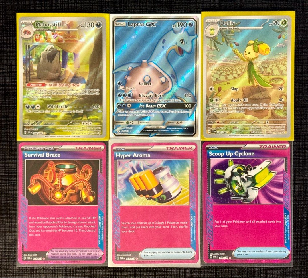 Mabosstiff 218/198 Lapras GX 139/149 Dolliv 200/198 Survival Brace 164/167  Hyper Aroma