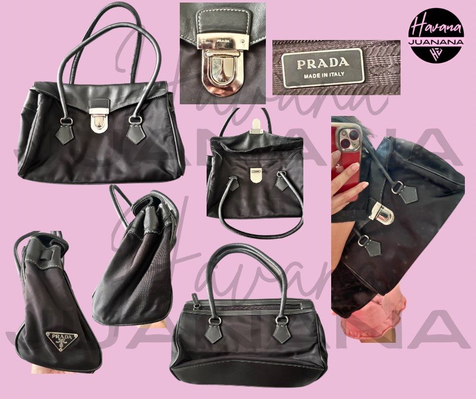 PRÁD@ Double-lock Tessuto Bag (Category: Luxury Bags & Wallets) located in Pasig City. Submitted by wangderfulworld (Listing ID 1309702444, Image 2). Description: PRÁDÁ DOUBLE LOCK TESSUTO BAG - NGA With holo 31.5cm x 21.5cm, PRELOVED 10/10 Shiny silver hardware, clean inside & out ₽3500 𝘗𝘈𝘠𝘔𝘌𝘕𝘛 𝘍𝘐𝘙𝘚𝘛 + 𝘚𝘍 𝘕𝘰 𝘤𝘢𝘯𝘤𝘦𝘭𝘭𝘢𝘵𝘪𝘰𝘯. 𝘕𝘰 𝘳𝘶𝘴𝘩 𝘴𝘩𝘪𝘱𝘱𝘪𝘯𝘨. 𝘕𝘰 𝘭𝘢𝘴𝘵 𝘱𝘳𝘪𝘤𝘦. 📍 𝘓𝘖𝘊: 𝘚𝘢𝘯 𝘔𝘪𝘨𝘶𝘦𝘭, 𝘗𝘢𝘴�