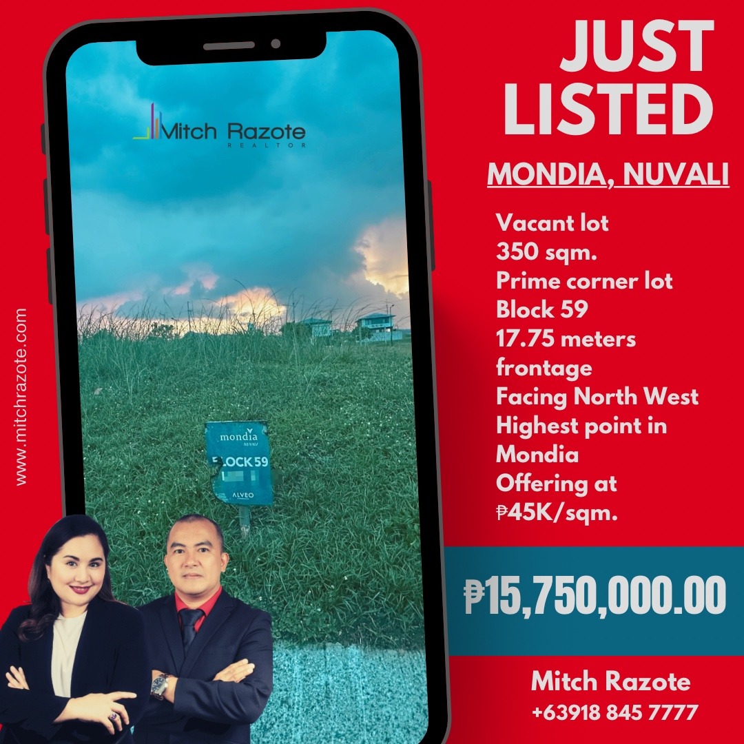 Prime Elevated Corner Lot For Sale at Mondia, Nuvali Near Xavier School