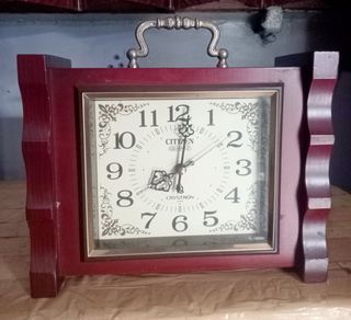 Rare Vintage Citizen Hardwood Table Top Clock From Japan