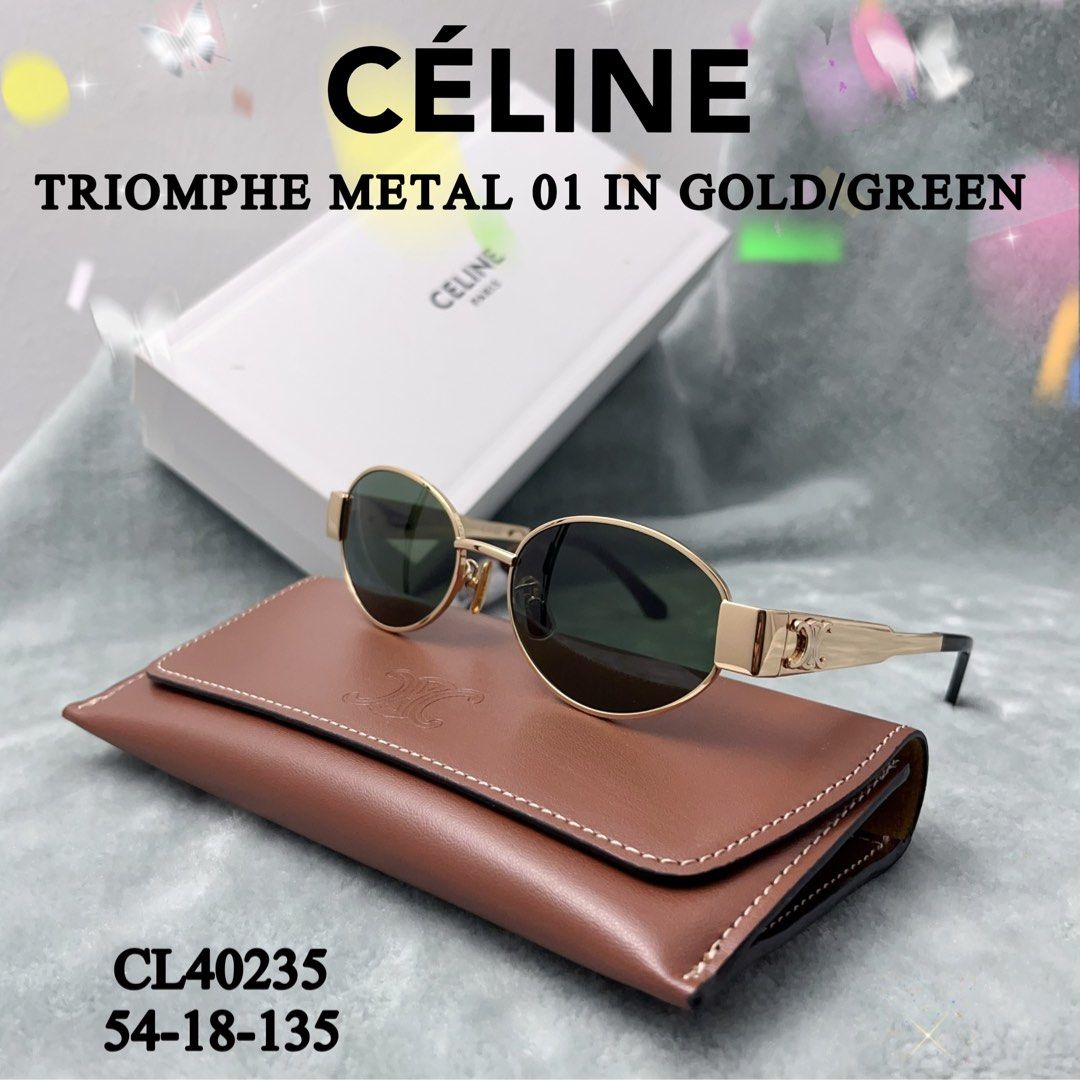 Ready Stock / Full Set) CÉLINE Triomphe Metal 01 CL40235U – Gold