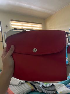 Red leather crossbody bag