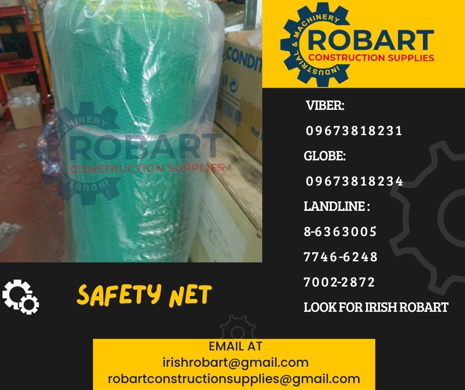 safety net (Category: Construction Tools & Equipment) located in Manila. Submitted by irishrobart_22 (Listing ID 1309635980, Image 1). Description: Safety Net Size: 3/8" x 2m x 90mtrs SEND US MESSAGE FOR INQUIRIES ‼️‼️ LOOK FOR IRISH ROBART VBR : 0 9 6 7 3 8 1 8 2 3 1/ 0 9 6 7 3 8 1 8 2 3 4 LANDLINE 8-6 3 6 3 0 0 5 / 7 7 4 6 -6 2 4 / 7 0 0 2-2 8 7 2 GMAIL: I R I S H R O B A R T @ G M A I L . C O M Office Address: 1405 Yuseco St. Sta Cruz Manila �