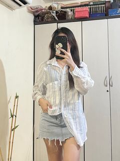 Sheer Cover Up Button Down Longsleeves Top